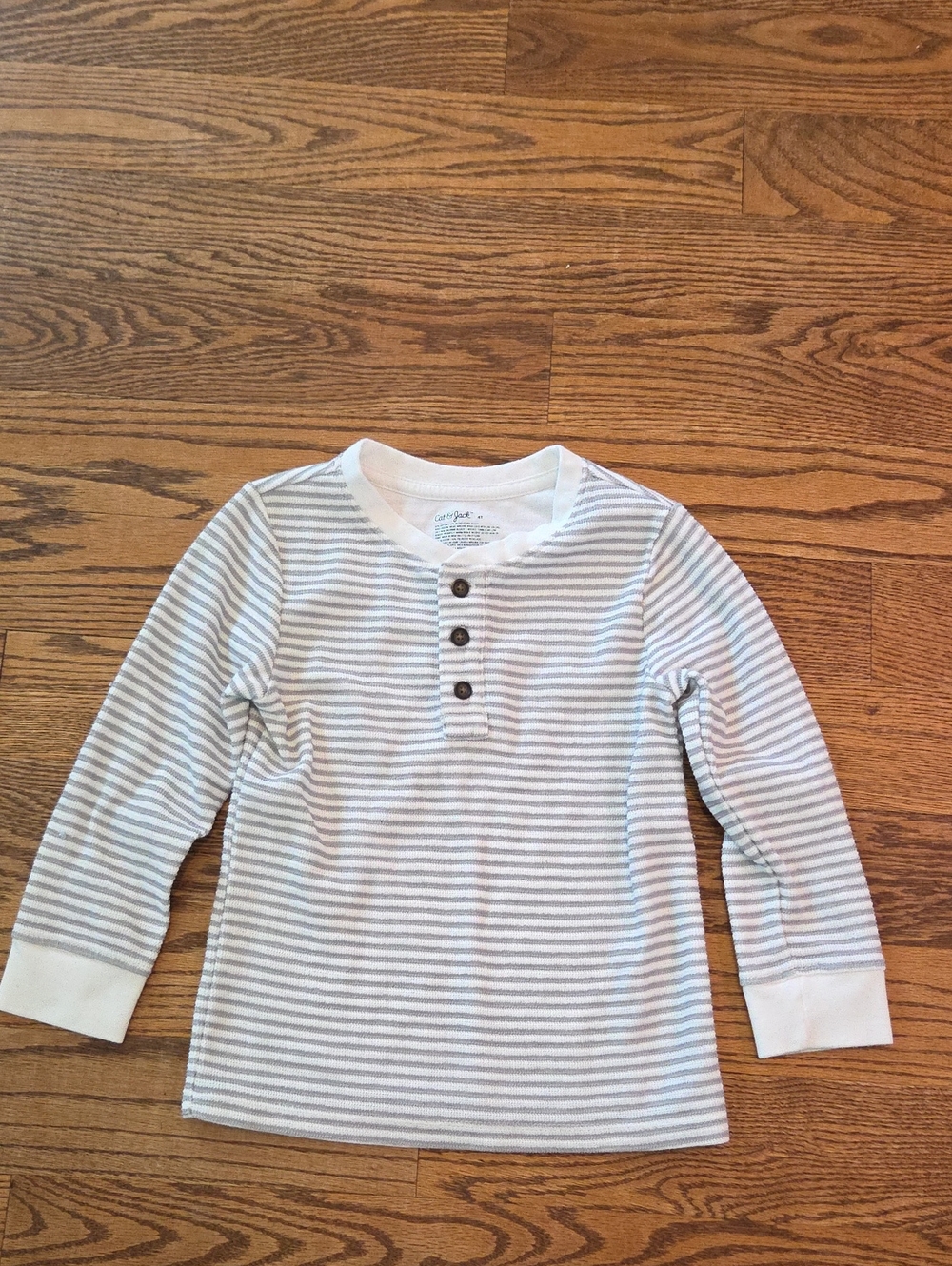 Cat & Jack White and Light Gray Striped Long-Sleeve Henley